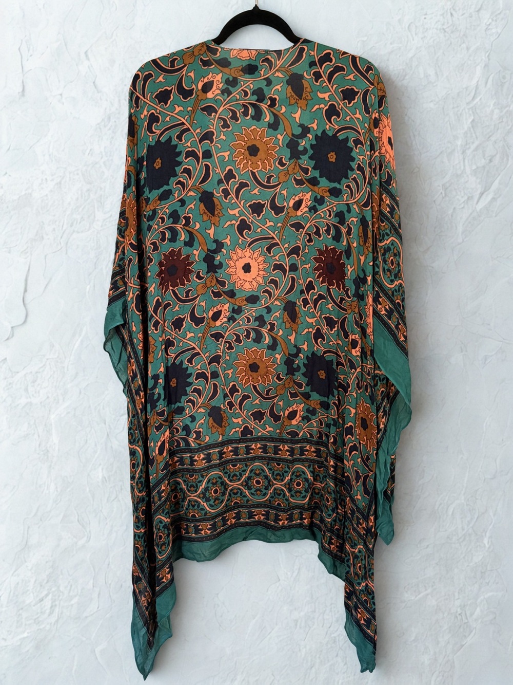 Steve Madden Jade Green Teal Floral Bohemian Boho Kimono Beautiful! One Size